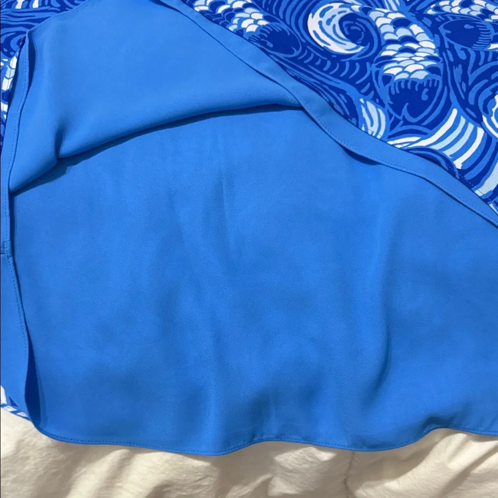 Lilly Pulitzer Blue & White Offishal Print Reversible Blouse NEW XL - Picture 7 of 14